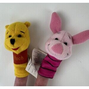 Phidal Cloth Finger Puppets Winnie The Pooh & Piglet Plush Toys 2 Pc Set Gift 3”